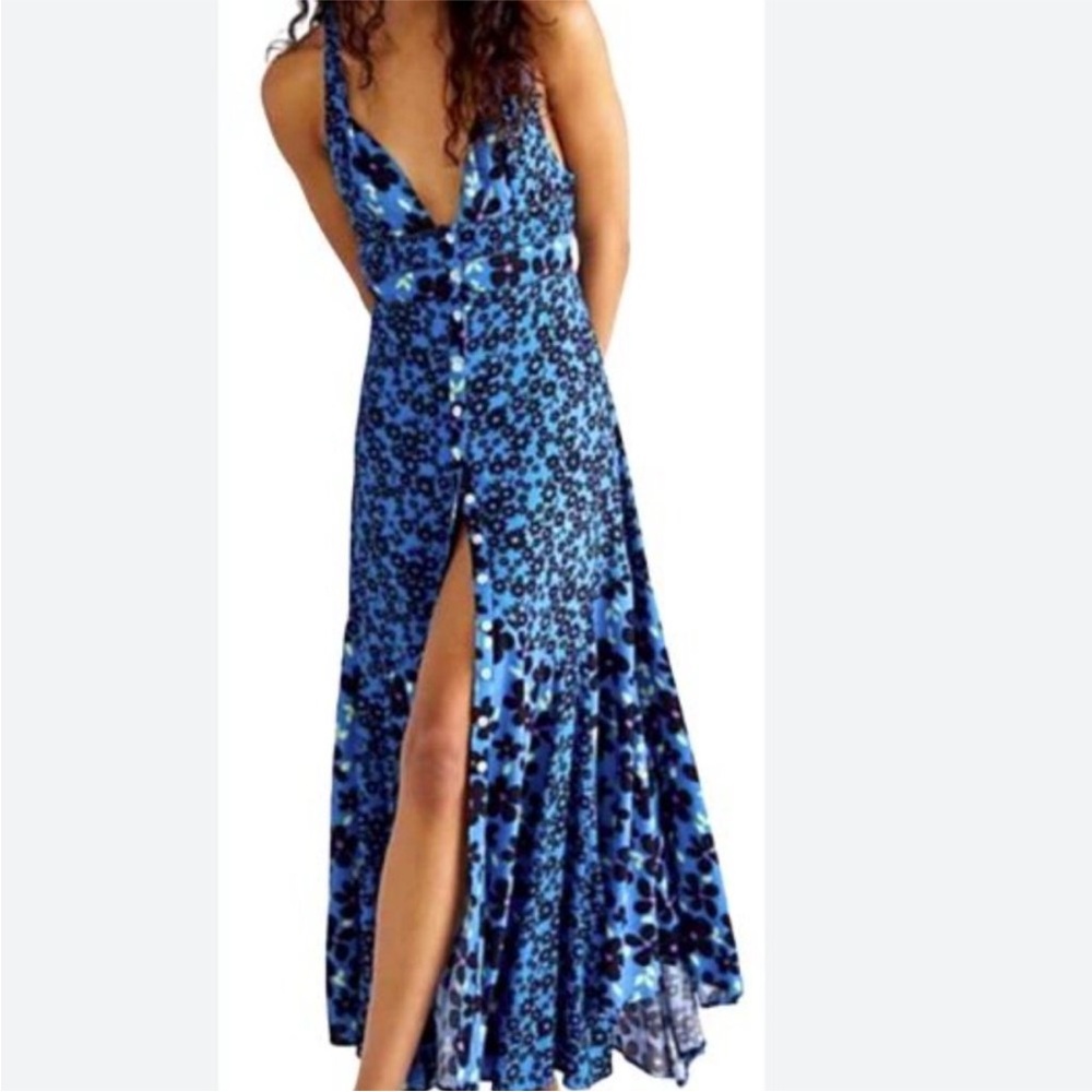 Dewberry Blue Floral Maxi Dress